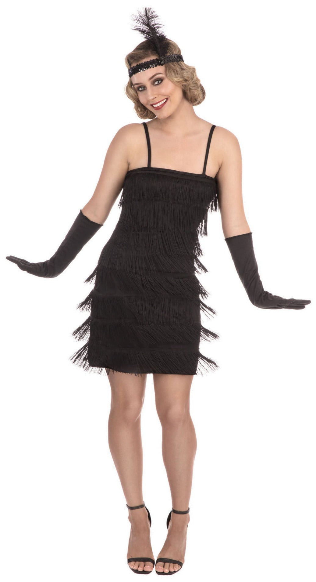 Flapper Dress - Black- Medium